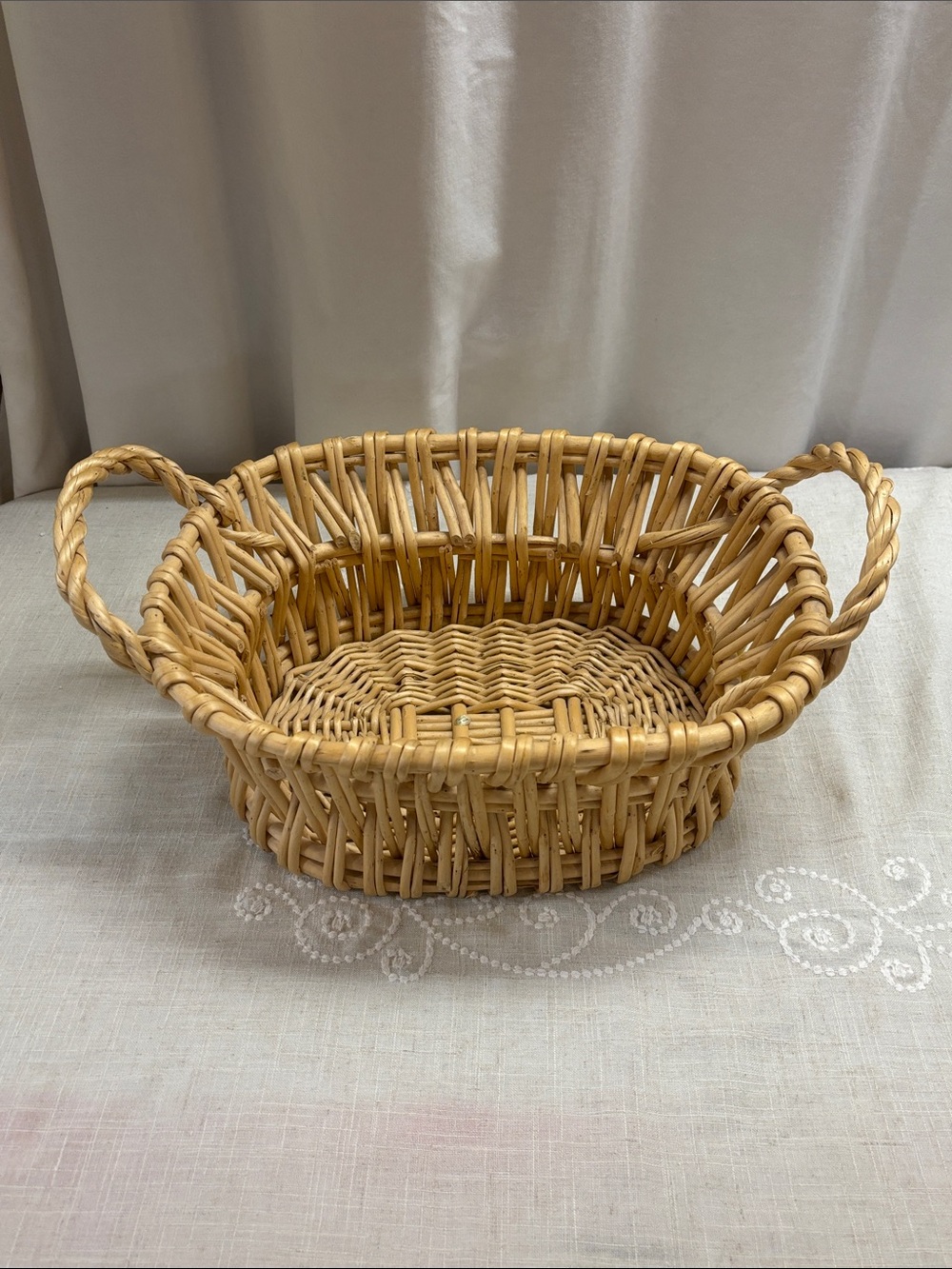 Wicker Basket with Handles - Natural Tan